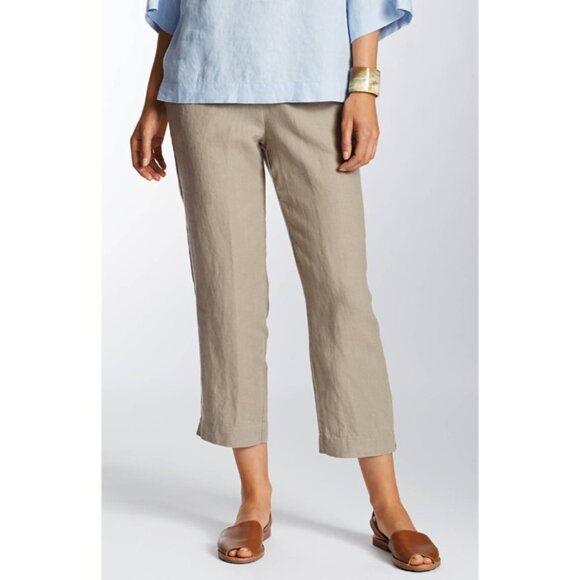 J. Jill Pure Jill Neutral Crop Linen Pants Size Medium Minimalism Capsule - Picture 1 of 9